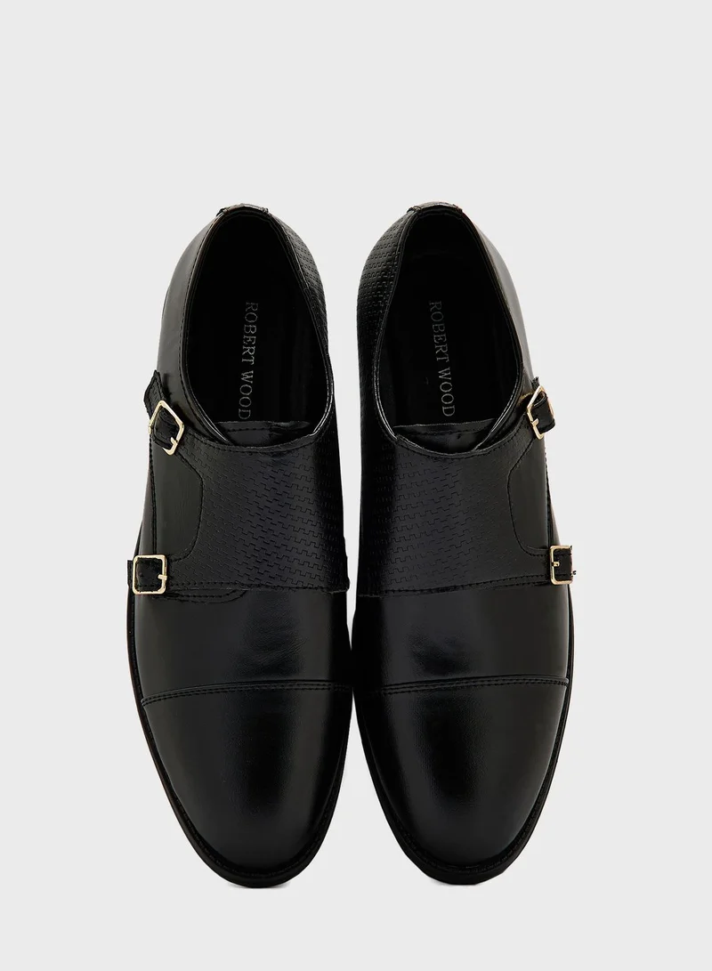 Robert Wood Textured Monk Strap Formal Slip Ons