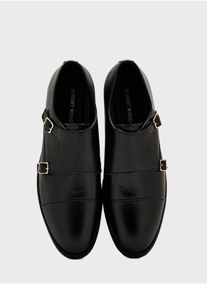 Robert Wood - Textured Monk Strap Formal Slip Ons - Image 1