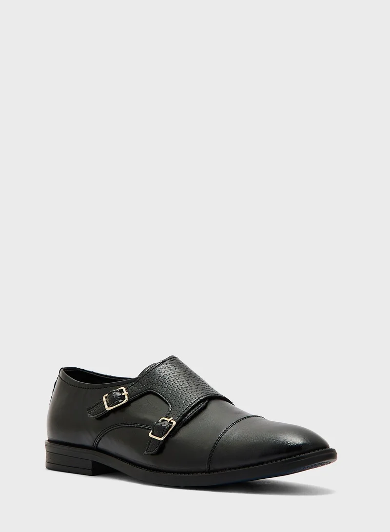 Robert Wood Textured Monk Strap Formal Slip Ons