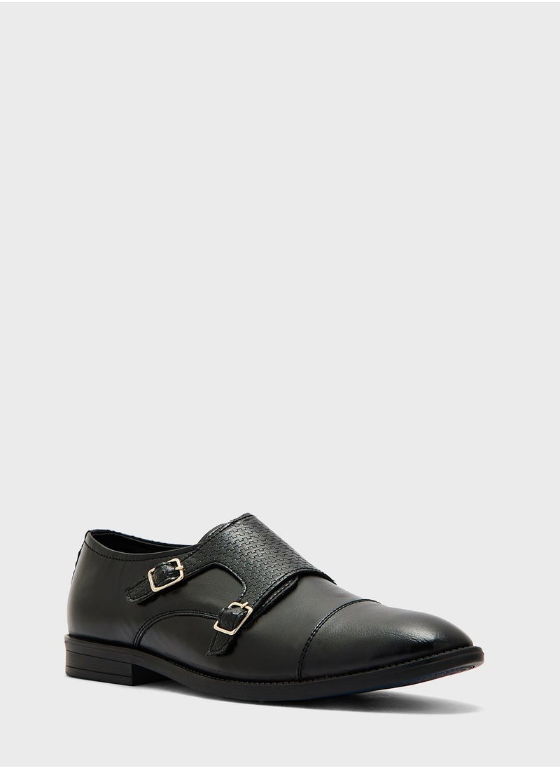 Robert Wood - Textured Monk Strap Formal Slip Ons - Image 1