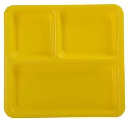 Coolkart 3 Compartment Snacks Plate Pav Bhaji Plate Appetizer Plates for Home Kitchen Dining Table Restaurant 9x9 Inches Yellow Sectioned Plate Pack of 4 Microwave Safe - Image 4