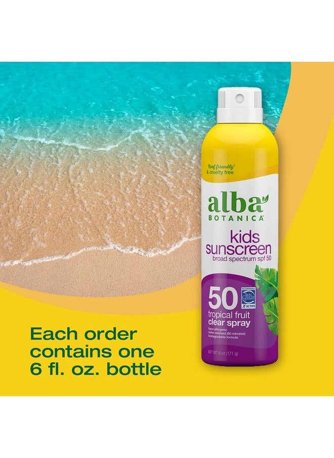 Alba Botanica Kids Sunscreen for Face and Body Tropical Fruit Sunscreen Spray for Kids Broad Spectrum SPF 50 Water Resistant and Hypoallergenic 6 fl oz Bottle  - Image 5