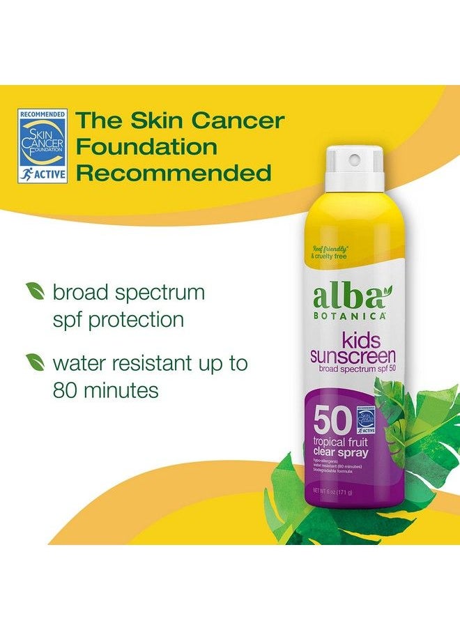Alba Botanica Kids Sunscreen for Face and Body Tropical Fruit Sunscreen Spray for Kids Broad Spectrum SPF 50 Water Resistant and Hypoallergenic 6 fl oz Bottle  - Image 3