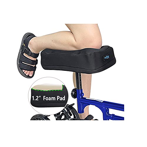 Mybow Knee Scooter Pad for Comfort Knee Walker Pad Cover Cushion Scooter for Broken Foot Leg Injury Knee Cushion Roller Scooter Padding Medical Foam Cushion Seat Cover (Black) - Image 1