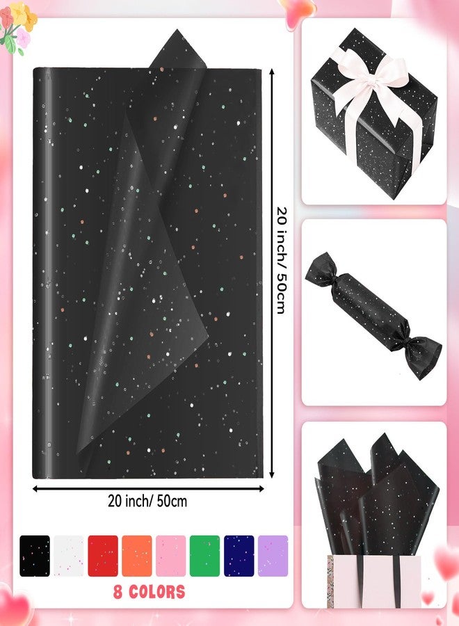 Hlonon Black Glitter Tissue Paper for Gift Bags 20x20 Inch - 30 Sheets Recyclable Wrapping Tissue Paper Bulk for DIY Crafts Birthday Baby Shower Festival Holidays Decorative - Image 2