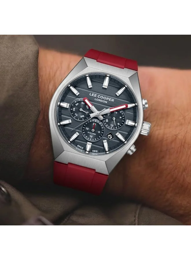 Lee Cooper red Men's Silicone MULTIFUNCTION Watch LC08388.398 - 41 mm for Men | Best Price UAE
