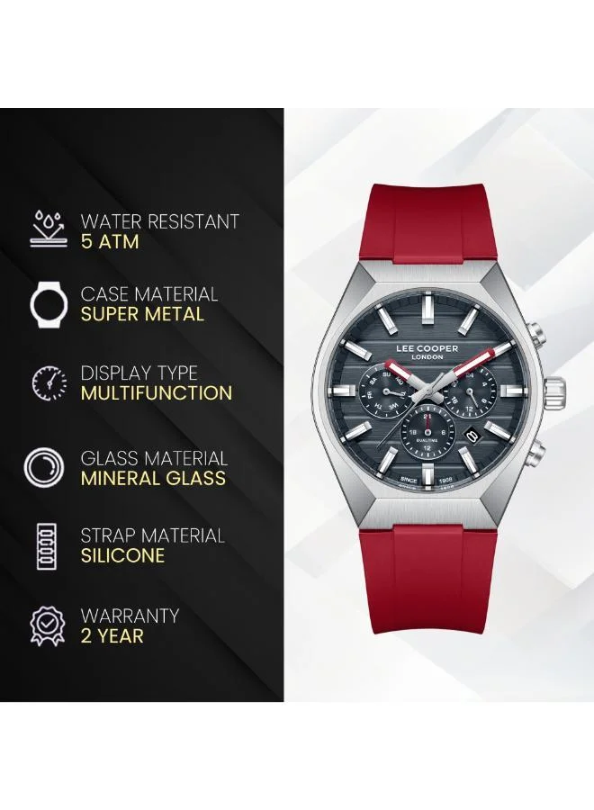 Lee Cooper red Men's Silicone MULTIFUNCTION Watch LC08388.398 - 41 mm for Men | Best Price UAE