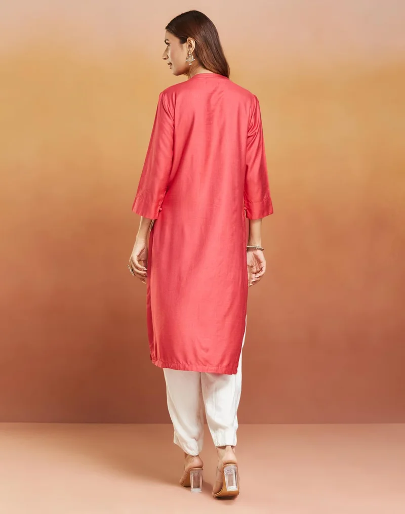Fabindia Viscose Silk Calf Length Long Kurta