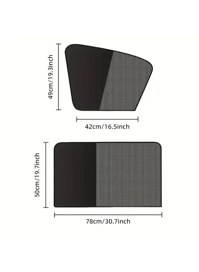 4pcs Car Side Window Sunshades Heat Resistant Glare Reduction Front Rear Seats - Image 2