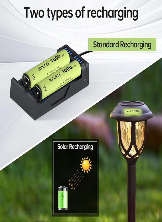 Kruta Ni-MH AA Rechargeable Batteries, Double A 1600mAh High Capacity 1.2V Pre-Charged for Garden Landscaping Outdoor Solar Lights, String Lights, Pathway Lights (AA-1600mAh-8 Pack) - Image 4