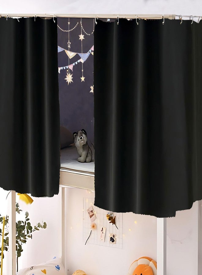 CHELEI2019 2 Panels Blackout Top Bunk Bed Curtains with Shading Coating for Students Single Sleeper, Black - Image 1