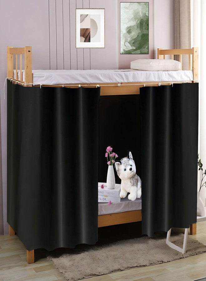 CHELEI2019 2 Panels Blackout Top Bunk Bed Curtains with Shading Coating for Students Single Sleeper, Black - Image 5