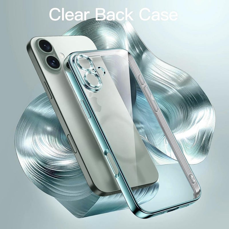 VONZEE Electroplated Transparent Clear Transparent Cover for iPhone 16, TPU Cover Full Body & Individual Camera Protection Bumper Cases for Men & Women (Teal Green) - Image 5