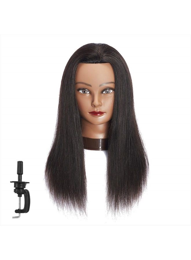training head Traininghead 20-22" 100% Human hair Mannequin head Training Head Cosmetology Manikin Head Doll Head with free Clamp - Image 1