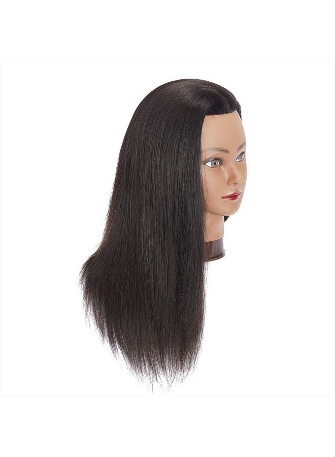 training head Traininghead 20-22" 100% Human hair Mannequin head Training Head Cosmetology Manikin Head Doll Head with free Clamp - Image 2