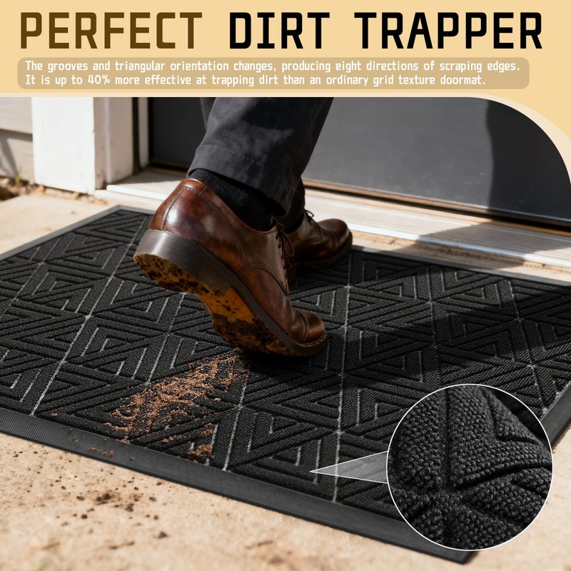 Yimobra Outdoor Mats for Front Door 29.5x17, Stops Mud & Dirt at Entrance, Fits Garage & Patio, All-Weather Waterproof Non Slip Outdoor Indoor Welcome Mat, Black - Image 3