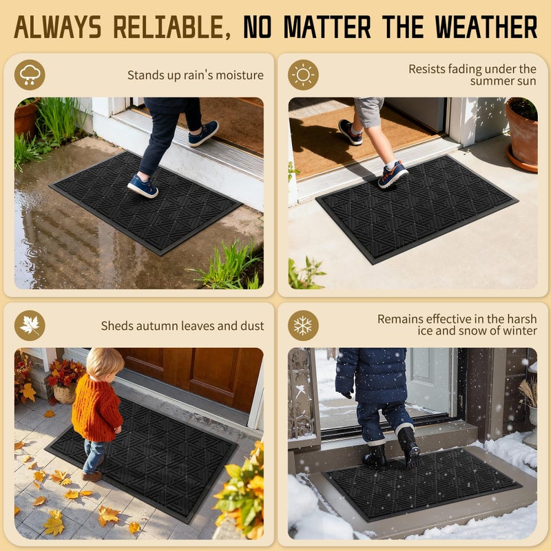 Yimobra Outdoor Mats for Front Door 29.5x17, Stops Mud & Dirt at Entrance, Fits Garage & Patio, All-Weather Waterproof Non Slip Outdoor Indoor Welcome Mat, Black - Image 5