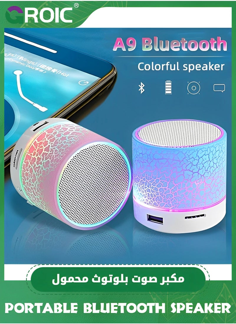 GROIC - 1 Pcs Crack Pattern Portable Bluetooth Speaker, Wireless Bluetooth Speaker with LED Lights, Car Audio with HD Sound Support TF Card USB Charging, Mini Speaker for In/Outdoor, Home, Travel (Black) - Image 1