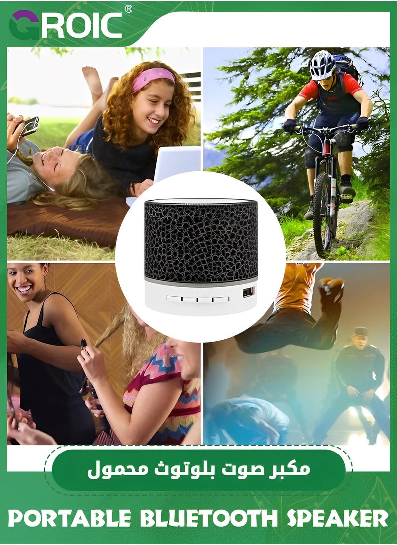 GROIC - 1 Pcs Crack Pattern Portable Bluetooth Speaker, Wireless Bluetooth Speaker with LED Lights, Car Audio with HD Sound Support TF Card USB Charging, Mini Speaker for In/Outdoor, Home, Travel (Black) - Image 1