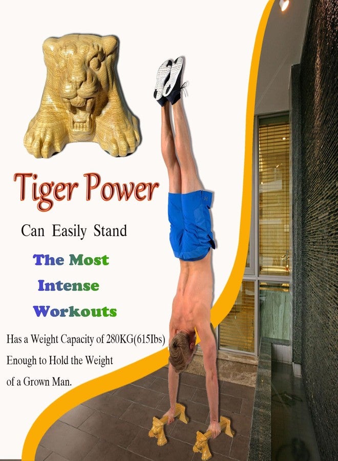 yangjietf Tiger Power,Wood Pushup Bars Non-Slip Base Exercise Home. - Image 3