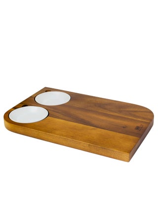 Wooden Brown Serving Board with 2 pcs White Ceramic Dip Bowl - pzsku/ZAF3363DED5BE37367AECZ/45/_/1689854554/21063155-b33b-47d7-98ca-ae894b0e6935