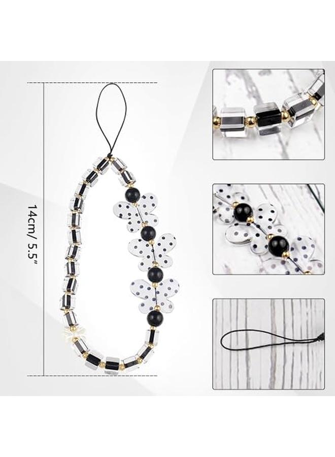 erorex 2Pcs Beaded Phone Strap Bracelets Mobile Phone Charms Crystal Butterfly Heart Hand Wrist Lanyard For Women Girls Phone Keychain Charm - Image 3