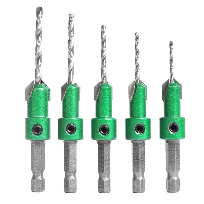 Kowood Pro Countersink Drill Bit Set #4  6  8  10  12  5-Piece For Wood High Speed Steel Woodworking Carpentry Reamer With 1 Free Hex Key Wrench - Image 1