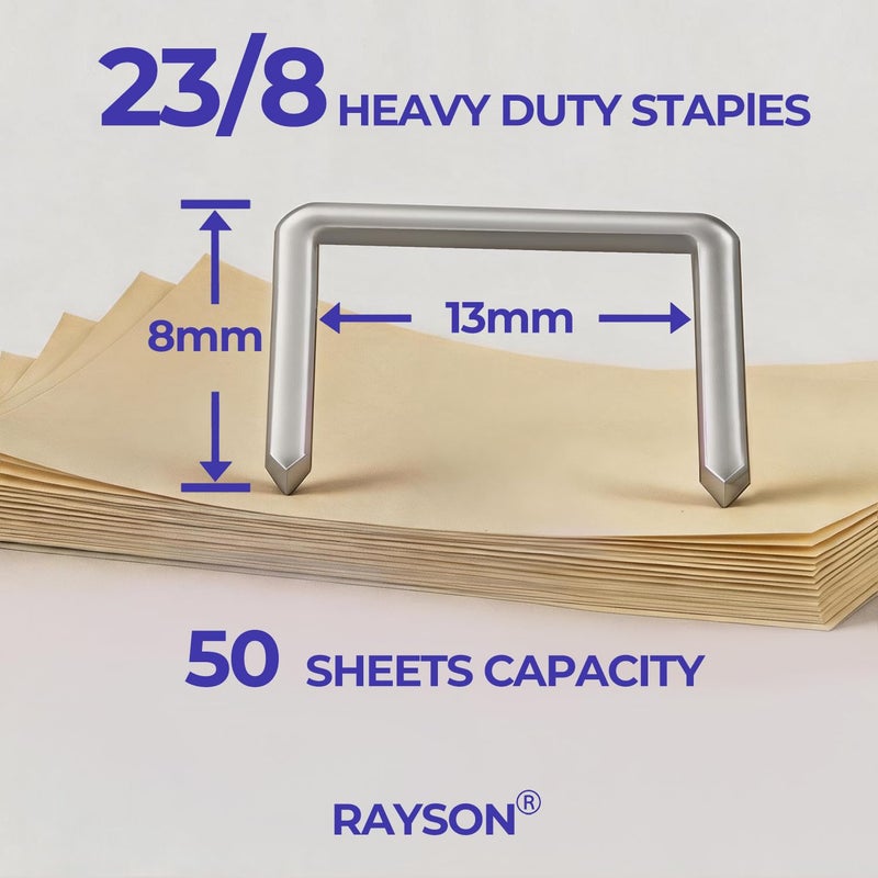 RAYSON دبابيس ثقيلة، 23/8، 1000/صندوق، عبوة من 2 | طول الساق: 8 مم يدعم الدباسات الثقيلة المتوافقة. مفيدة للتقارير والأدلة والعروض التقديمية والكتيبات. - Image 4