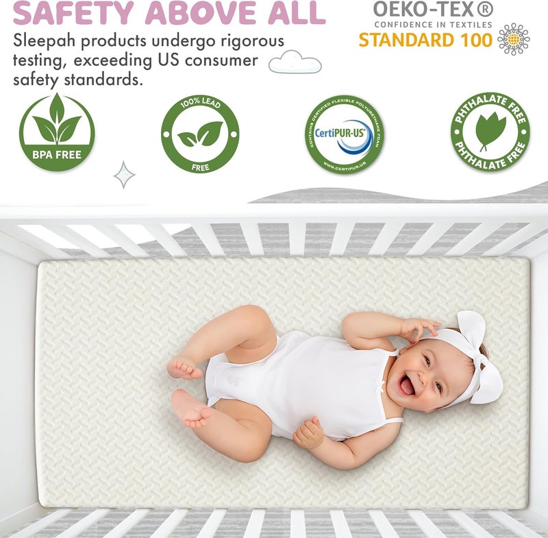 Sleepah 2 Crib Mattress Topper Memory Foam  Waterproof Breathable Soft Washable Cover 52 x28 x 2 Fits Standard Size Cribs  Toddler Beds by Sleepah - Image 5