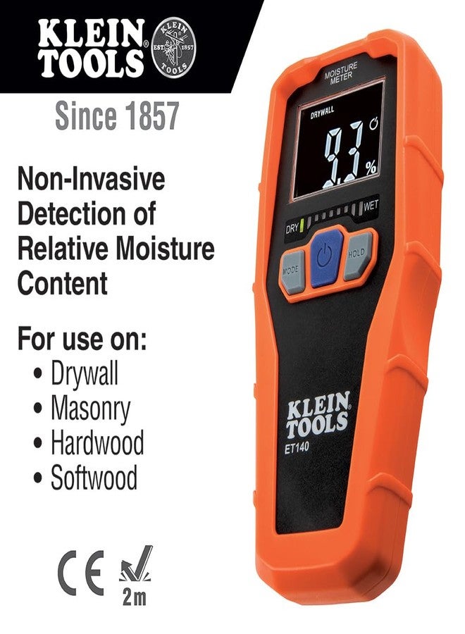 Klein Tools ET140 Pinless Moisture Meter for Non-Destructive Moisture Detection in Drywall, Wood, and Masonry; Detects up to 3/4-Inch Below Surface - Image 2