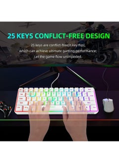 Rock Pow Arabic English 60% Wired Gaming Keyboard 61 Keys RGB Backlit Wrist Rest Ultra-Compact Mini Waterproof Keyboard for PC Computer Gamer  - Image 5