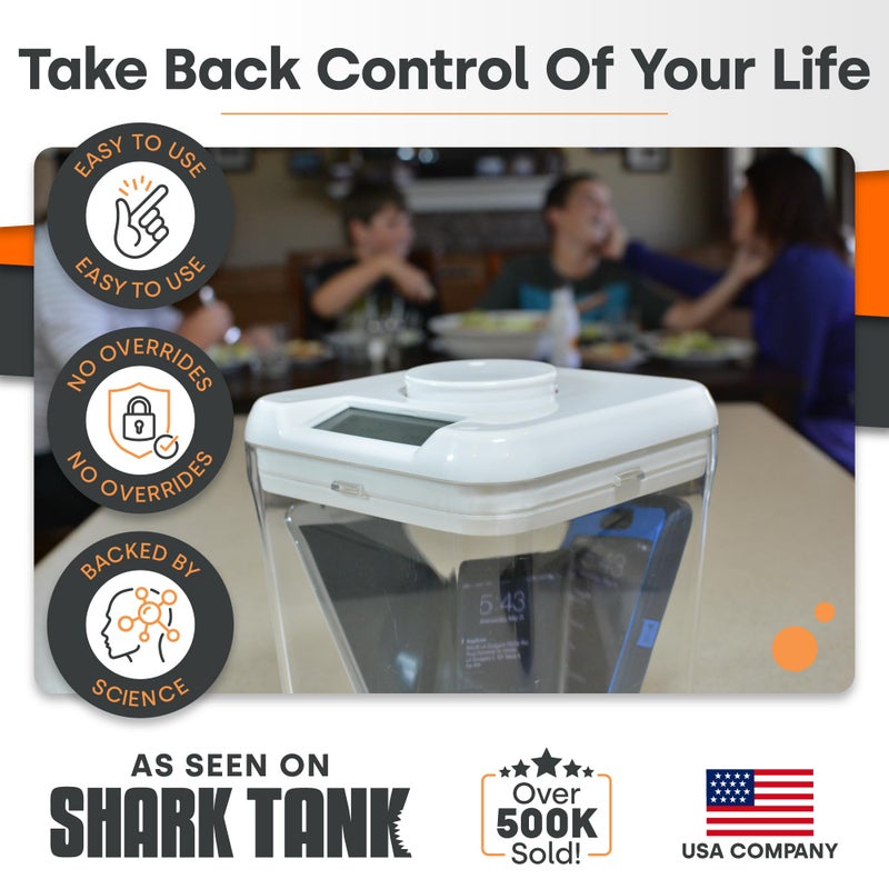 Kitchen Safe Time Locking Container (Medium), Timed Lock Box for Cell Phones, Snacks, and other unwanted temptations (Blue Lid + 5.5” White Base with Access Port) - Image 2