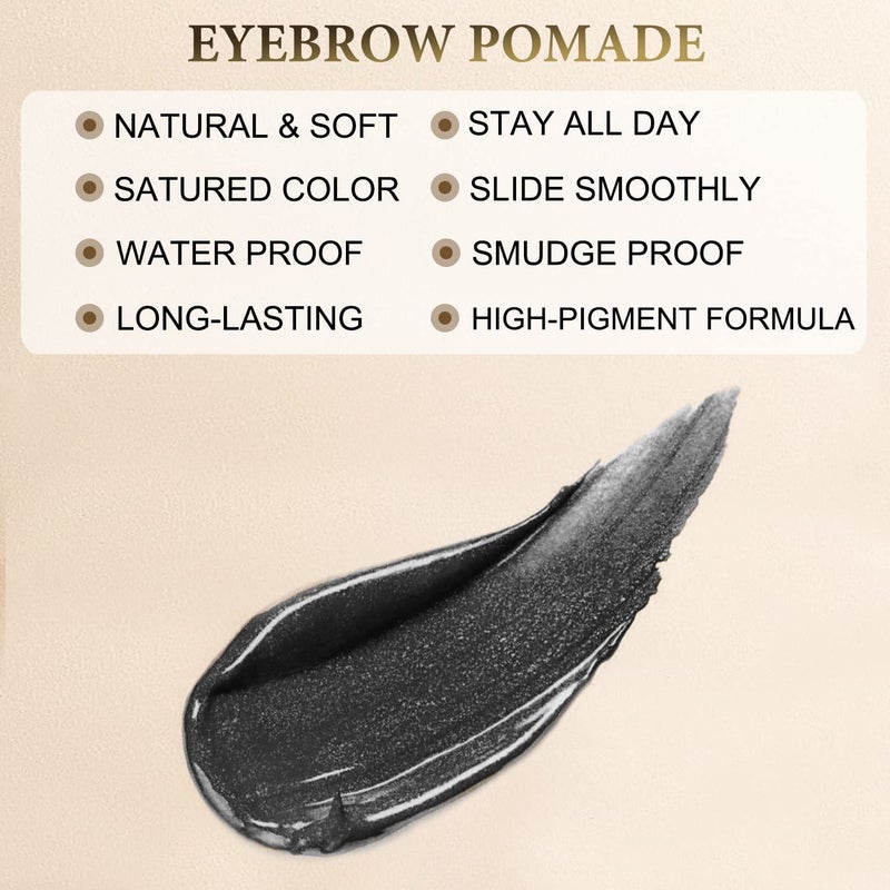 LAVONE Eyebrow Pomade - Waterproof Brow Pomade for Long-lasting Results,Smudge Proof and Sweat Resistant Formula,Natural Eyebrow Makeup for All Skin Types and Tones - Black - Image 3