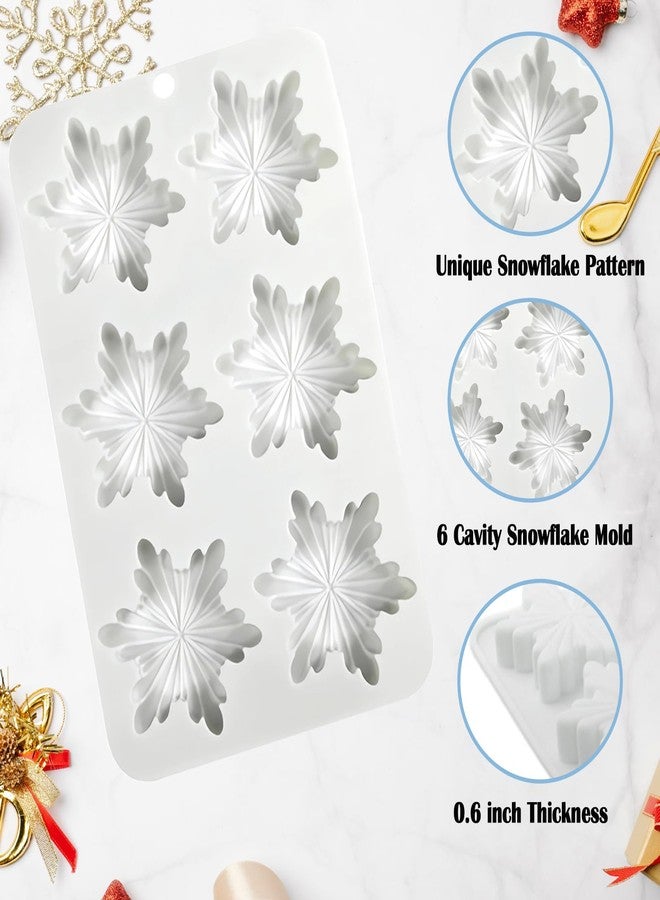 Foaryoer Snowflake Silicone Molds, 2 PCS Winter Snowflake Soap Molds 12 - Cavities Christmas Snowflakes Chocolate Molds Snowflake Ice Cube Molds for DIY Chocolates, Candy,Muffins,Candle, Cake Decoration - Image 3