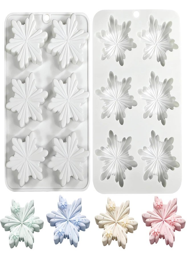 Foaryoer Snowflake Silicone Molds, 2 PCS Winter Snowflake Soap Molds 12 - Cavities Christmas Snowflakes Chocolate Molds Snowflake Ice Cube Molds for DIY Chocolates, Candy,Muffins,Candle, Cake Decoration - Image 1