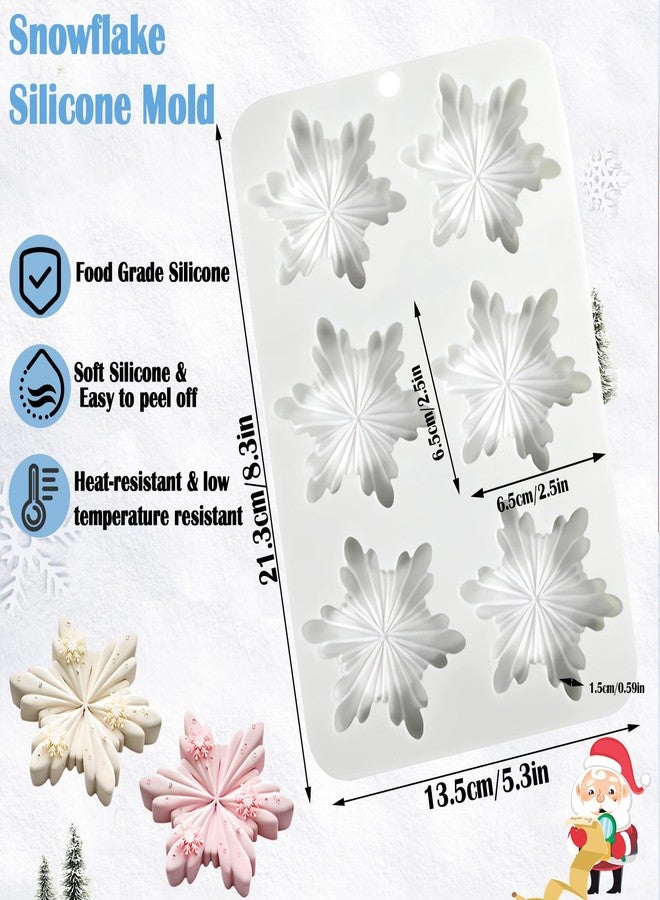 Foaryoer Snowflake Silicone Molds, 2 PCS Winter Snowflake Soap Molds 12 - Cavities Christmas Snowflakes Chocolate Molds Snowflake Ice Cube Molds for DIY Chocolates, Candy,Muffins,Candle, Cake Decoration - Image 2