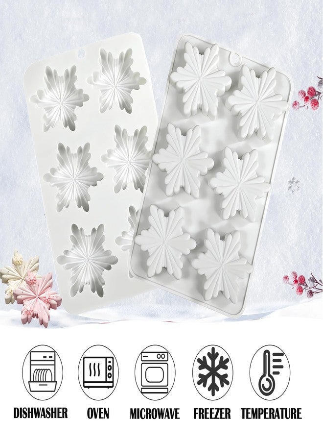 Foaryoer Snowflake Silicone Molds, 2 PCS Winter Snowflake Soap Molds 12 - Cavities Christmas Snowflakes Chocolate Molds Snowflake Ice Cube Molds for DIY Chocolates, Candy,Muffins,Candle, Cake Decoration - Image 4