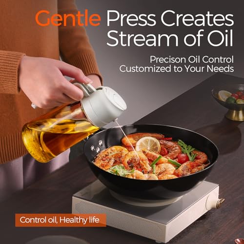 ‎YARRAMATE YARRAMATE 2Pcs 16oz/470ml 2 in 1 Oil Sprayer for Cooking with Stickers, Food-grade Glass Oil Spray Bottle, Oil Dispenser and Oil Sprayer for Kitchen, Salad, Frying, BBQ (White & Green) - Image 4