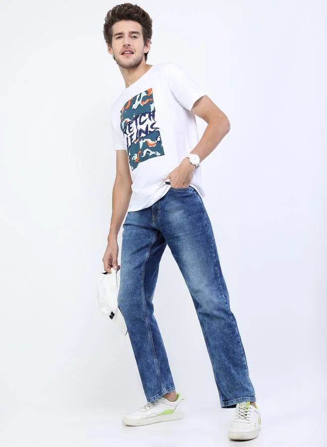كيتش Acid Wash Light Fade Jeans with Pockets by Styli