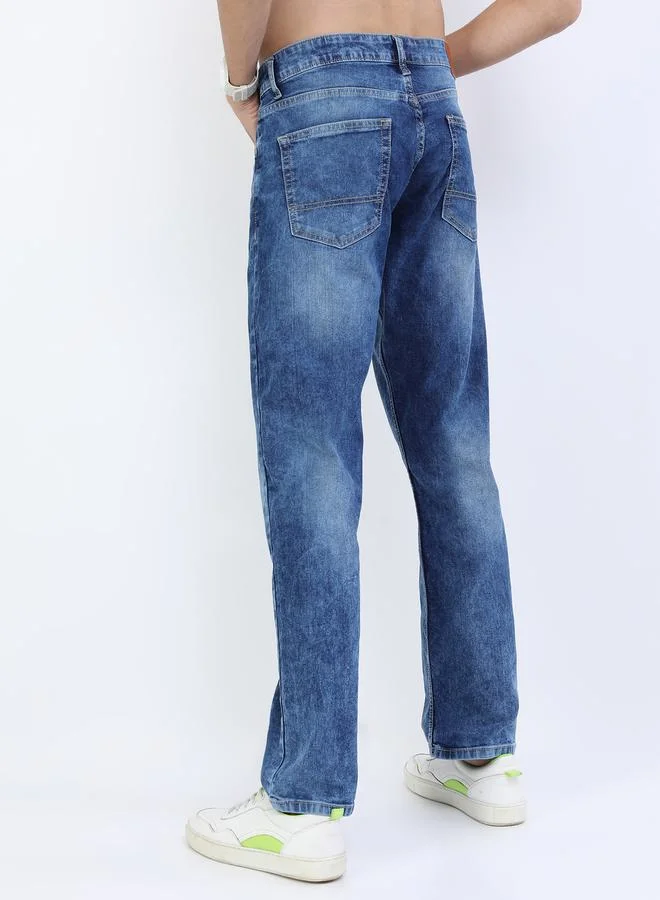 كيتش Acid Wash Light Fade Jeans with Pockets by Styli