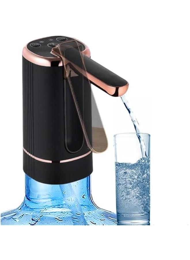 TRASSLE Foldable Electric Water Dispenser Bottle Pump,Portable Drinking Water Pump for Universal 2-5 Gallon Bottle, USB Charging Drinking Water Dispenser for Camping, Kitchen (Black) - Image 1
