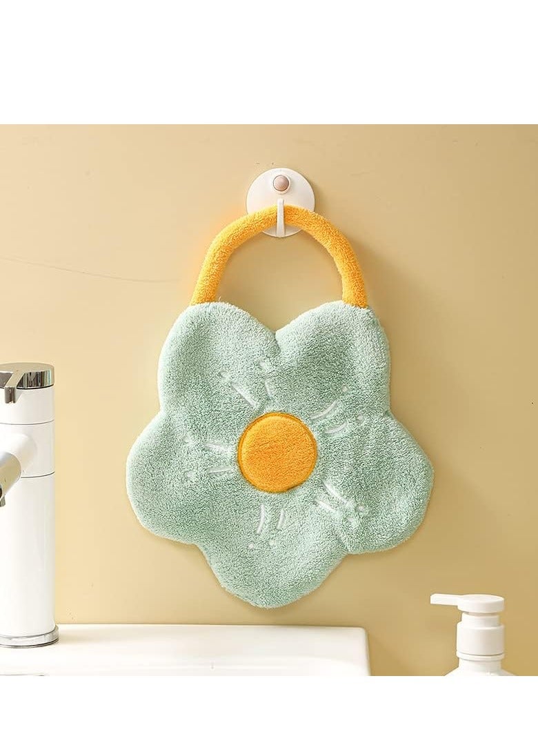 SYOSI 4 عبوات من مناشف اليد الزخرفية للحمام مناشف يدوية كرتونية زهور لطيفة مع حلقة تعليقالجاف سريع الامتصاص قوي صديق للبشرة - Image 4