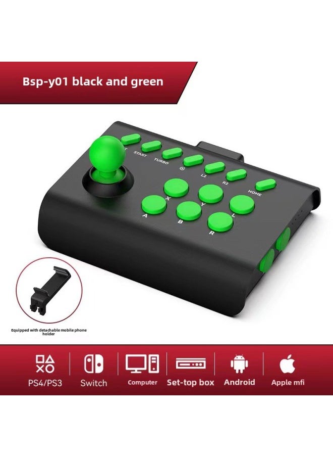 Beauenty Switch Arcade Shaker Mobile Phone Android IOS Street Fighter Boxer Game Rocker Handle Multi-function Game Control-Product Color:Black Green  - Image 1