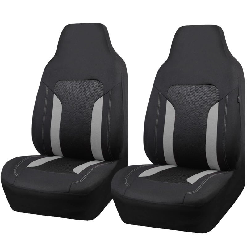 CAR PASS Bucket Gray Car Seat Cover Front Seats 3D Air Mesh100 Breathable Sporty Fabric High Back Airbag Compatible Universal Fit Automotive SUV Truck Sedan Vans Two Front 2 Piece Black Gray - Image 2