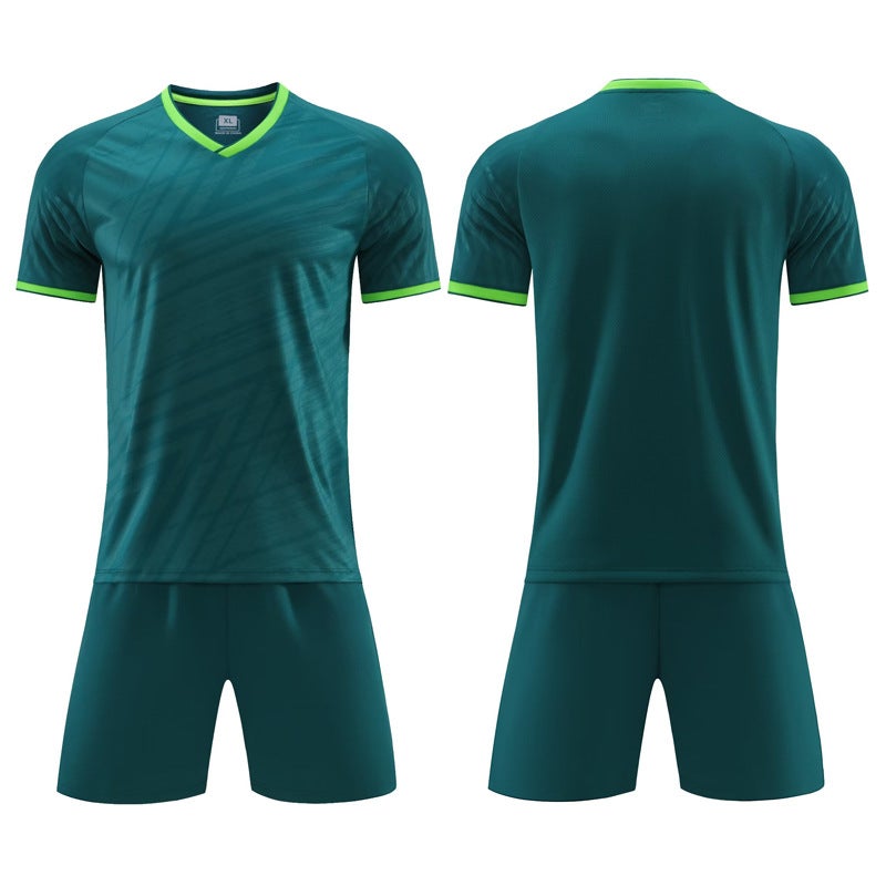 Generic Soccer Clothes Set Mens Printed and Printed Football Sports Clothing for Primary School Students Childrens Training Clothes Short Sleeve Soccer Clothes Team Clothes Green 