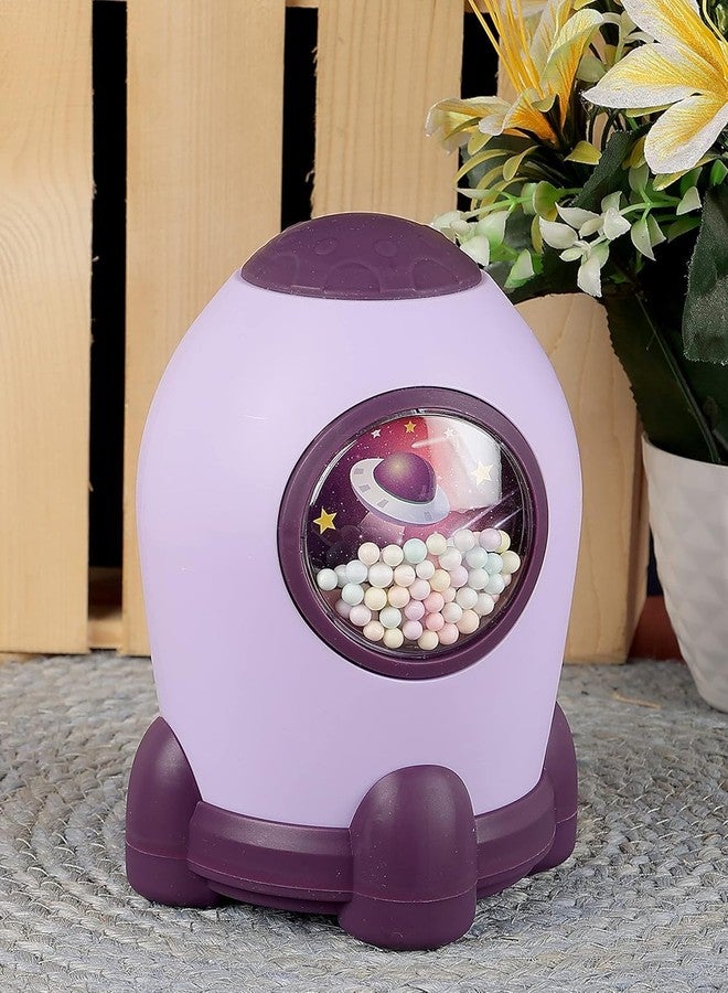 Chiransi Money Saving Bank with Coin Slot//Creative Cartoon Design Money Bank//Plastic Piggy Bank for Boys & Girls (Pack of 1) (Rocket - Purple) - Image 2