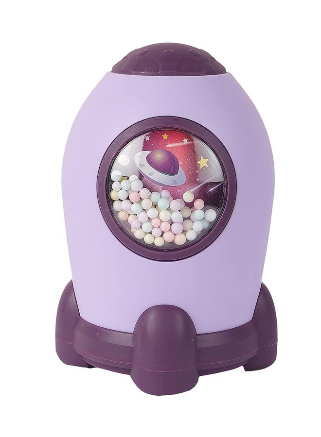 Chiransi Money Saving Bank with Coin Slot//Creative Cartoon Design Money Bank//Plastic Piggy Bank for Boys & Girls (Pack of 1) (Rocket - Purple) - Image 1