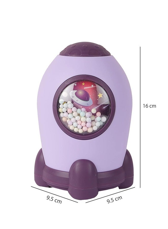 Chiransi Money Saving Bank with Coin Slot//Creative Cartoon Design Money Bank//Plastic Piggy Bank for Boys & Girls (Pack of 1) (Rocket - Purple) - Image 3