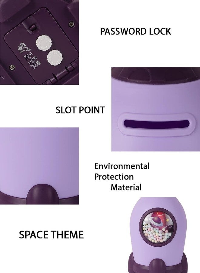 Chiransi Money Saving Bank with Coin Slot//Creative Cartoon Design Money Bank//Plastic Piggy Bank for Boys & Girls (Pack of 1) (Rocket - Purple) - Image 4