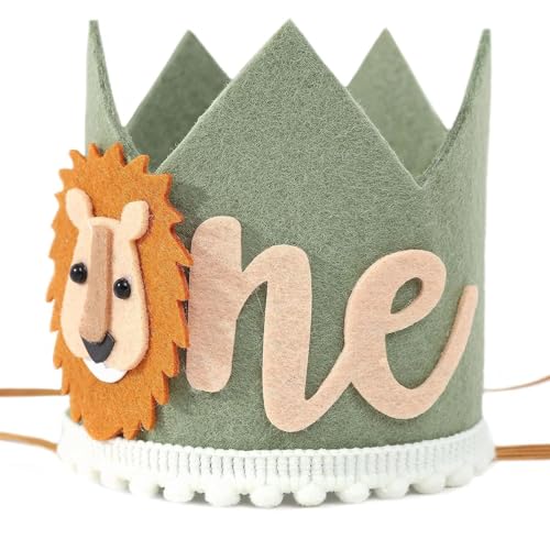Zbdroxygen Birthday Caps 1st Birthday Hat, Jungle-Themed First Birthday Crown, Grey Green Color, suitable For Role-Playing And Festival Performances - Image 1